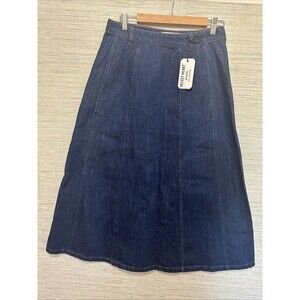 Velvet Heart Dark Denim Dallas High Waist Circle Midi Skirt 100% Cotton Med NWT